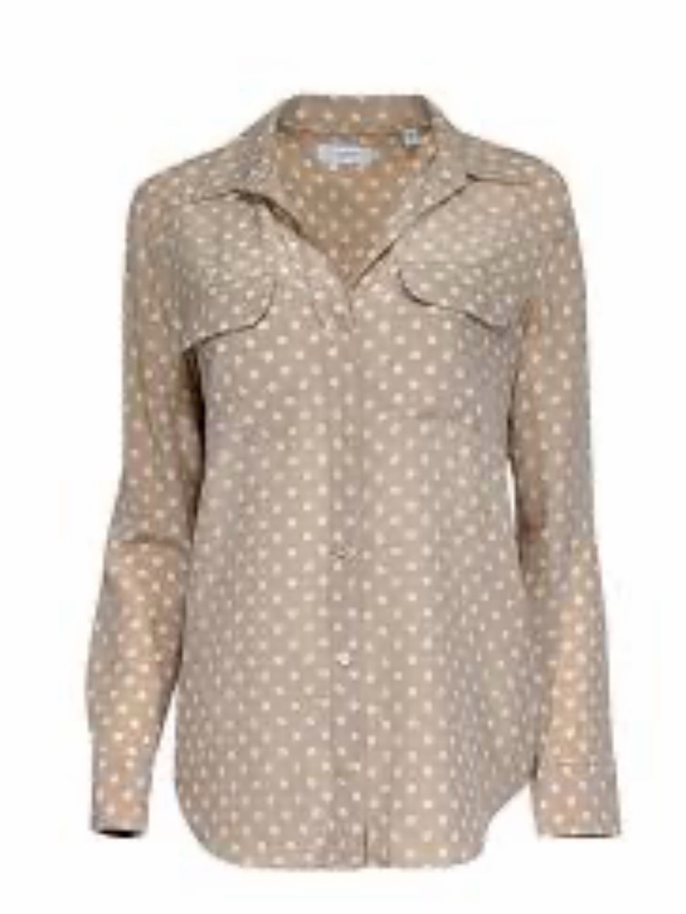 Equipment Beige Polka Dot Silk Shirt